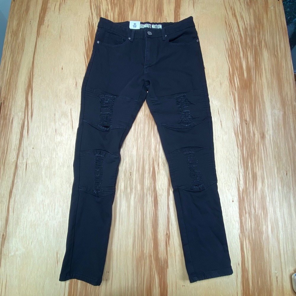 Argonaut Nation Men's Black Distressed Stretch Jeans Size 32x30 Slim Fit‎